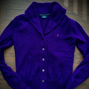 Ralph Lauren Cardigan Sweater - Purple Small